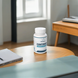 Ophidia Continuum supplement bottle on a wooden table with a blurred background